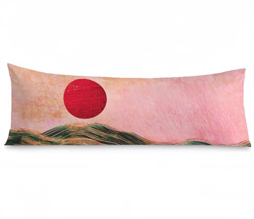 Seitenschläferkissen Bezug 50 x 150, japanisch Kissenbezug 50x150 Kissen seitenschläfer Sonnenuntergang Muster Leinen Pillow Case, Doppelseitig Drucken für Sofa Wohnzimmer Schlafzimmer, Model451 von Zhngshlg