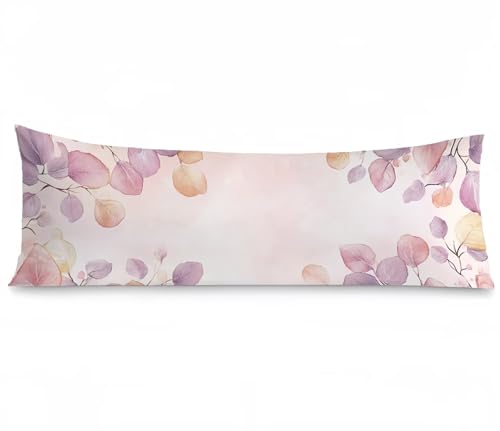 Seitenschläferkissen Bezug 60 x 180, Einfach Kissenbezug 60x180 kissen seitenschläfer Blatt Muster Leinen Verbessern Sie Schlafqualität Pillow Case, Doppelseitig Drucken für Sofa Schlafzimmer,Model700 von Zhngshlg