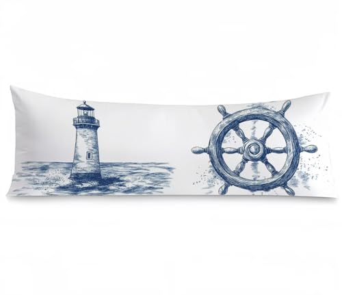 Seitenschläferkissen Bezug 60 x 180, Leuchtturm Kissenbezug 60x180 kissen seitenschläfer Navigation Muster Samt Verbessern Sie Schlafqualität Pillow Case für Sofa Wohnzimmer Schlafzimmer, Model799 Seitenschläferkissen Bezug 60 x 180, Leuchtturm Kissenbezug 60x180 kissen seitenschläfer Navigation Muster Samt Verbessern Sie Schlafqualität Pillow Case für Sofa Wohnzimmer Schlafzimmer, Model799 von Zhngshlg