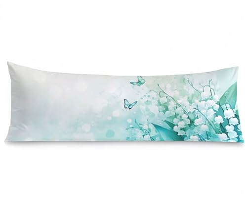 Seitenschläferkissen Bezug 60 x 180, Schmetterling Kissenbezug 60x180 Kissen seitenschläfer Maiglöckchen Muster Leinen Pillow Case, Doppelseitig Drucken für Sofa Wohnzimmer Schlafzimmer, Model823 Seitenschläferkissen Bezug 60 x 180, Schmetterling Kissenbezug 60x180 Kissen seitenschläfer Maiglöckchen Muster Leinen Pillow Case, Doppelseitig Drucken für Sofa Wohnzimmer Schlafzimmer, Model823 von Zhngshlg