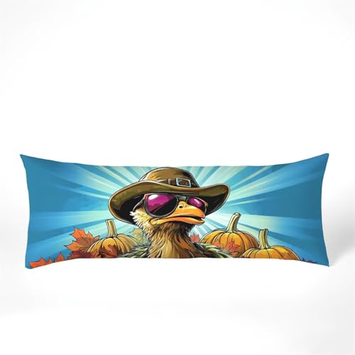 Seitenschläferkissen Bezug 60 x 180, Truthahn Kissenbezug 60x180 kissen seitenschläfer Kürbis Muster Samt Verbessern Sie Schlafqualität Pillow Case, Doppelseitig Drucken für Sofa Schlafzimmer,Model430 von Zhngshlg