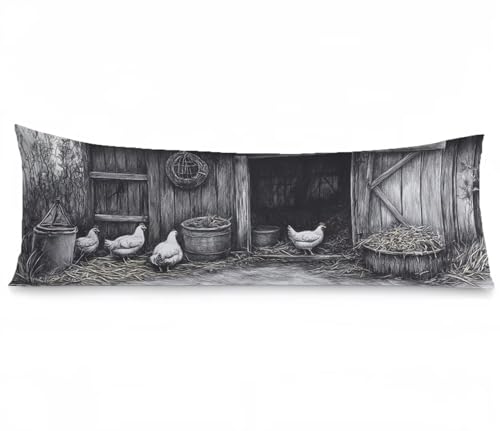 Seitenschläferkissen Bezug Bauernhaus, Grau Kissenbezug 40x120, Samt Verbessern Sie Schlafqualität Pillow Case, Doppelseitig Drucken mit Unsichtbarem Reißverschluss für Sofa Wohnzimmer Bett, Model371 von Zhngshlg