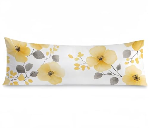Seitenschläferkissen Bezug Blumen, Gelb Kissenbezug 60x180, Leinen Verbessern Sie Schlafqualität Pillow Case, Doppelseitig Drucken mit Unsichtbarem Reißverschluss für Schlafzimmer Sofa Bett, Model356 Seitenschläferkissen Bezug Blumen, Gelb Kissenbezug 60x180, Leinen Verbessern Sie Schlafqualität Pillow Case, Doppelseitig Drucken mit Unsichtbarem Reißverschluss für Schlafzimmer Sofa Bett, Model356 von Zhngshlg