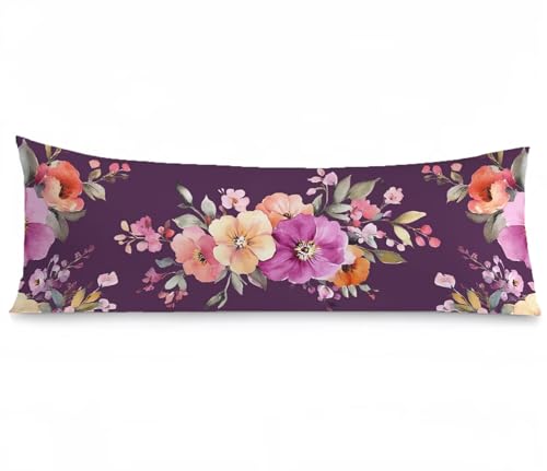 Seitenschläferkissen Bezug Blumen, Lila Kissenbezug 60x180, Leinen Verbessern Sie Schlafqualität Pillow Case, Doppelseitig Drucken mit Unsichtbarem Reißverschluss für Schlafzimmer Sofa Bett, Model698 Seitenschläferkissen Bezug Blumen, Lila Kissenbezug 60x180, Leinen Verbessern Sie Schlafqualität Pillow Case, Doppelseitig Drucken mit Unsichtbarem Reißverschluss für Schlafzimmer Sofa Bett, Model698 von Zhngshlg