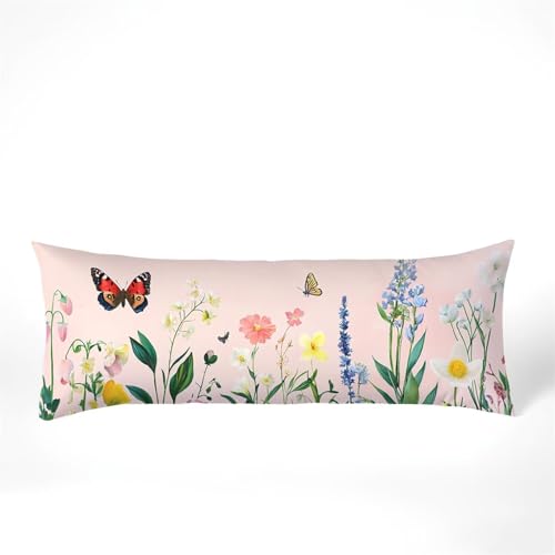 Seitenschläferkissen Bezug Blumen, Nordeuropa Kissenbezug 30x90, Samt Verbessern Sie Schlafqualität Pillow Case Doppelseitig Drucken mit Unsichtbarem Reißverschluss für Schlafzimmer Sofa Bett,Model443 von Zhngshlg