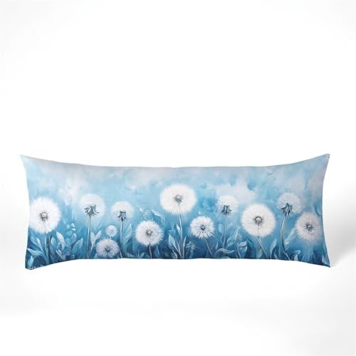 Seitenschläferkissen Bezug Löwenzahn, Weiß Kissenbezug 40x120, Samt Verbessern Sie Schlafqualität Pillow Case, Doppelseitig Drucken mit Unsichtbarem Reißverschluss für Schlafzimmer Sofa Bett, Model446 von Zhngshlg