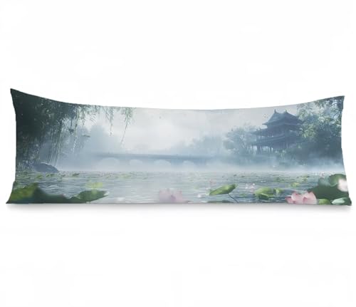 Seitenschläferkissen Bezug Lotus, Brücke Kissenbezug 40x145, Samt Verbessern Sie Schlafqualität Pillow Case, Doppelseitig Drucken mit Unsichtbarem Reißverschluss für Schlafzimmer Sofa Bett, Model593 Seitenschläferkissen Bezug Lotus, Brücke Kissenbezug 40x145, Samt Verbessern Sie Schlafqualität Pillow Case, Doppelseitig Drucken mit Unsichtbarem Reißverschluss für Schlafzimmer Sofa Bett, Model593 von Zhngshlg