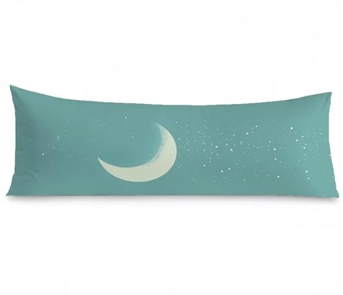 Seitenschläferkissen Bezug Mond, Grün Kissenbezug 60x180, Leinen Verbessern Sie Schlafqualität Pillow Case, Doppelseitig Drucken Unsichtbarem Reißverschluss für Schlafzimmer Wohnzimmer Bett, Model995 von Zhngshlg