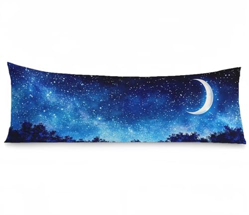 Seitenschläferkissen Bezug Sternenhimmel, Mond Kissenbezug 30x90, Leinen Verbessern Sie Schlafqualität Pillow Case, Doppelseitig Drucken mit Unsichtbarem Reißverschluss für Schlafzimmer Bett, Model350 Seitenschläferkissen Bezug Sternenhimmel, Mond Kissenbezug 30x90, Leinen Verbessern Sie Schlafqualität Pillow Case, Doppelseitig Drucken mit Unsichtbarem Reißverschluss für Schlafzimmer Bett, Model350 von Zhngshlg