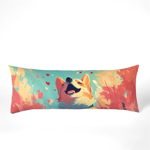Seitenschläferkissen Bezug Tier, Hund Kissenbezug 30x90, Samt Verbessern Sie Schlafqualität Pillow Case, Doppelseitig Drucken Unsichtbarem Reißverschluss für Schlafzimmer Sofa Wohnzimmer Bett,Model755 von Zhngshlg