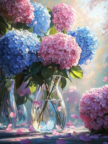 Diamond Painting Erwachsene Blumen In Einer Vase, Diamant Painting Bilder Kinder Anlage, DIY Runde Steine Basteln Erwachsene Anfänger Set, 5D Diamond Art Bastelset, für Home Geschenk 80X110cm U-48 von Zhngxogg