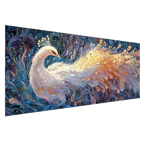 Diamond Painting 100x40 cm, 5D Diamant Painting Bilder Abstrakt Diamant Art Malerei Pfau, DIY Eckige Steine Stickerei Kreuzstich Bastelset Erwachsene für Zimmer Deko, Geschenke für Frauen Z0-741 von Zhngzoyn