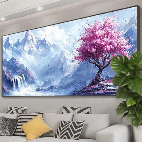 Diamond Painting Berg Diamond Painting Erwachsene Groß XXL 200x80 cm, 5D Baum Diamant Malerei Bilder Basteln Mädchen ab 8 Jahre, DIY Eckige Steine Stickerei Cross Stitch Malerei Deko Wohnzimmer Z0-766 von Zhngzoyn