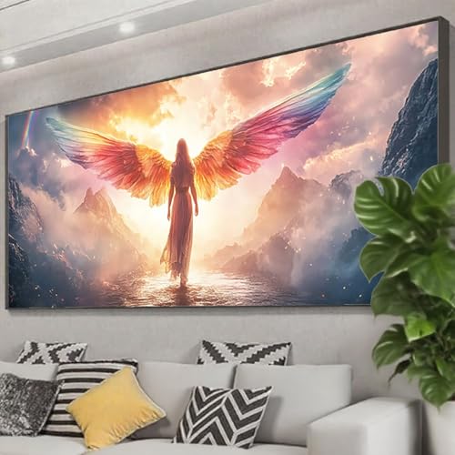 Diamond Painting Engel Diamond Painting Erwachsene 100x40 cm, 5D Frau Diamant Malerei Bilder Basteln Mädchen ab 8 Jahre, DIY Eckige Steine Stickerei Cross Stitch Malerei für Deko Wohnzimmer Z0-656 von Zhngzoyn
