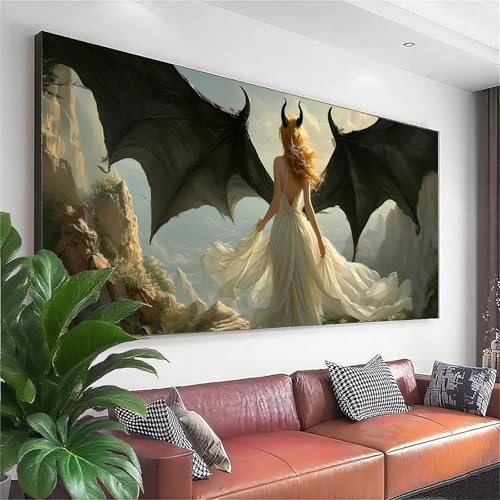 Diamond Painting Flügel Diamond Painting Erwachsene Groß XXL 150x60 cm, 5D Frau Diamant Malerei Bilder Basteln Mädchen ab 8 Jahre, DIY Runde Crystal Stickerei Cross Stitch Art für Deko Wohnzimmer A-5 von Zhngzoyn