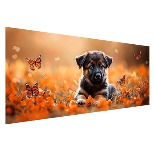 Diamond Painting Hund Diamond Painting Erwachsene 75x30 cm, 5D Schmetterling Diamant Malerei Bilder Basteln Mädchen ab 8 Jahre, DIY Eckige Steine Stickerei Cross Stitch Malerei Deko Wohnzimmer Z0-667 von Zhngzoyn