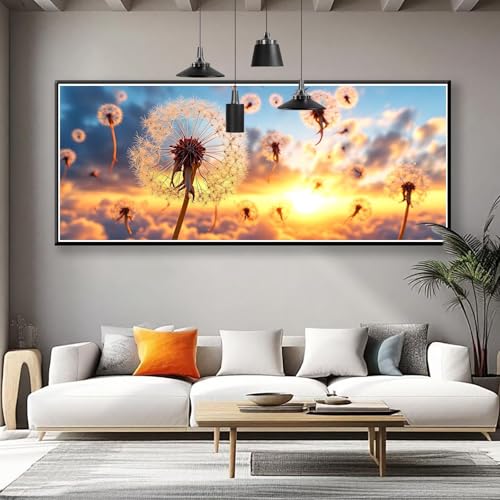 Diamond Painting Löwenzahn Diamond Painting Erwachsene Groß XXL 175x70 cm, 5D Sonnenuntergang Diamant Malerei Basteln Mädchen ab 8 Jahre, DIY Runde Crystal Stickerei Malerei für Deko Wohnzimmer N-9 von Zhngzoyn