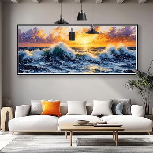 Diamond Painting Meer Diamond Painting Erwachsene Groß XXL 250x100 cm, 5D Landschaft Diamant Malerei Bilder Basteln Mädchen ab 8 Jahre, DIY Runde Crystal Stickerei Malerei für Deko Wohnzimmer P-4 von Zhngzoyn