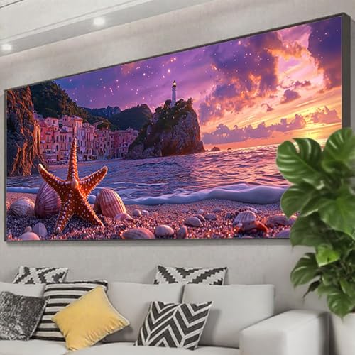Diamond Painting Strand Diamond Painting Erwachsene Groß XXL 250x100 cm, 5D Meer Diamant Malerei Bilder Basteln Mädchen ab 8 Jahre, DIY Eckige Steine Cross Stitch Malerei für Deko Wohnzimmer Z0-688 von Zhngzoyn