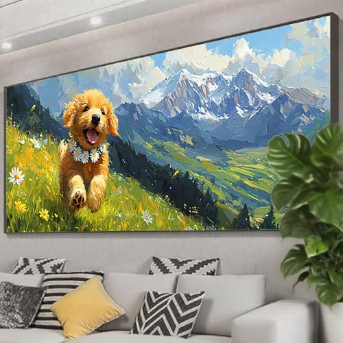 Diamond Painting Tier Diamond Painting Erwachsene 75x30 cm, 5D Hund Diamant Malerei Bilder Basteln Mädchen ab 8 Jahre, DIY Eckige Steine Stickerei Cross Stitch Malerei für Deko Wohnzimmer Z0-668 von Zhngzoyn