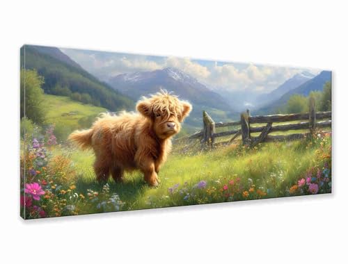 Diamond Painting Tier Diamond Painting Erwachsene Groß XXL 125x50 cm, 5D Ochse Diamant Malerei Bilder Basteln Mädchen ab 8 Jahre, DIY Runde Crystal Stickerei Cross Stitch Art für Deko Wohnzimmer X-1 von Zhngzoyn