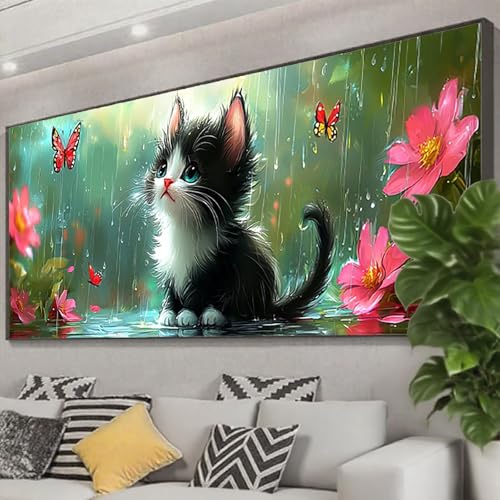 Diamond Painting Tier Diamond Painting Erwachsene Groß XXL 250x100 cm, 5D Katze Diamant Malerei Bilder Basteln Mädchen ab 8 Jahre, DIY Eckige Steine Cross Stitch Malerei für Deko Wohnzimmer Z0-686 von Zhngzoyn