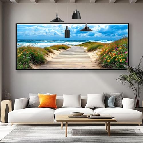 Diamond Painting XXL 125x50 cm, 5D Diamant Painting Bilder Landschaft Diamant Art Malerei Pier, DIY Runde Crystal Stickerei Kreuzstich Bastelset Erwachsene für Zimmer Deko, Geschenke für Frauen N-2 von Zhngzoyn