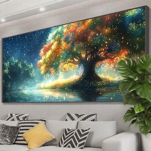 Diamond Painting XXL 175x70 cm, 5D Diamant Painting Bilder Baum Diamant Art Malerei Landschaft,DIY Eckige Steine Crystal Stickerei Kreuzstich Bastelset Erwachsene für Zimmer Deko Geschenke Z0-684 von Zhngzoyn