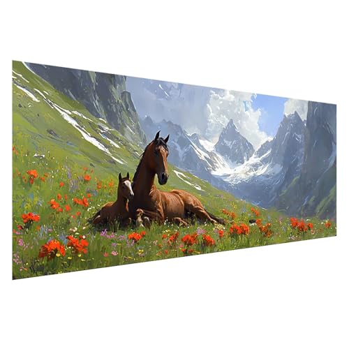 Diamond Painting XXL 175x70 cm, 5D Diamant Painting Bilder Pferd Diamant Art Malerei Tier, DIY Eckige Steine Stickerei Kreuzstich Bastelset Erwachsene für Zimmer Deko, Geschenke für Frauen Z0-663 von Zhngzoyn
