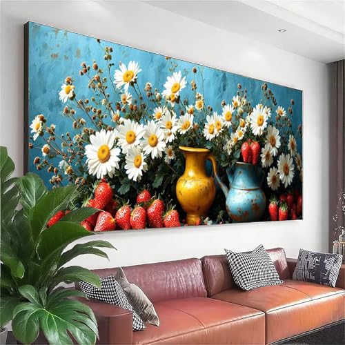 Diamond Painting XXL 200x80 cm, 5D Diamant Painting Bilder Blume Diamant Art Malerei Erdbeere, DIY Runde Crystal Stickerei Kreuzstich Bastelset Erwachsene für Zimmer Deko, Geschenke für Frauen U-7 von Zhngzoyn
