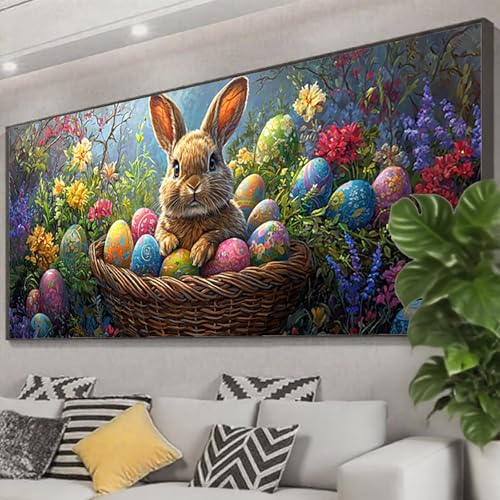 Diamond Painting XXL 225x90 cm, 5D Diamant Painting Bilder Kaninchen Diamant Art Malerei Ostern,DIY Eckige Steine Crystal Stickerei Kreuzstich Bastelset Erwachsene für Zimmer Deko Geschenke Z0-666 von Zhngzoyn