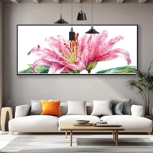 Diamond Painting XXL 75x30 cm, 5D Diamant Painting Bilder Blume Diamant Art Malerei Rosa, DIY Runde Crystal Stickerei Kreuzstich Kunst Bastelset Erwachsene für Zimmer Deko, Geschenke für Frauen C-6 von Zhngzoyn
