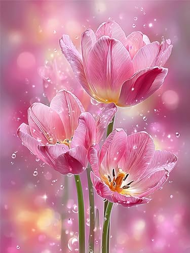 Diamond Painting Traum, Tulpe Diamond Painting Kinder DIY Bastelset Erwachsene Runder Full Drill Crystal Art Kreuzstich Stickerei Basteln für Wanddekorationen, Geschenke für Frauen 40x50cm, Model152 Diamond Painting Traum, Tulpe Diamond Painting Kinder DIY Bastelset Erwachsene Runder Full Drill Crystal Art Kreuzstich Stickerei Basteln für Wanddekorationen, Geschenke für Frauen 40x50cm, Model152 von Zhnncfgg