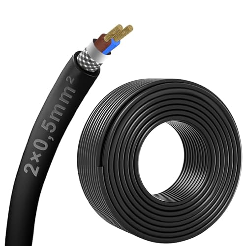 10 Meter 2-adriges 2 x 0,5 mm² geschirmtes Kabel, CE-zertifiziertes EMI/RFI-Abschirmkabel für Automobile, Lautsprecher, 3D-Drucker, CNC-VFD-Spindel, Schrittmotor, Signalübertragung usw von Zhong Hua Jiang