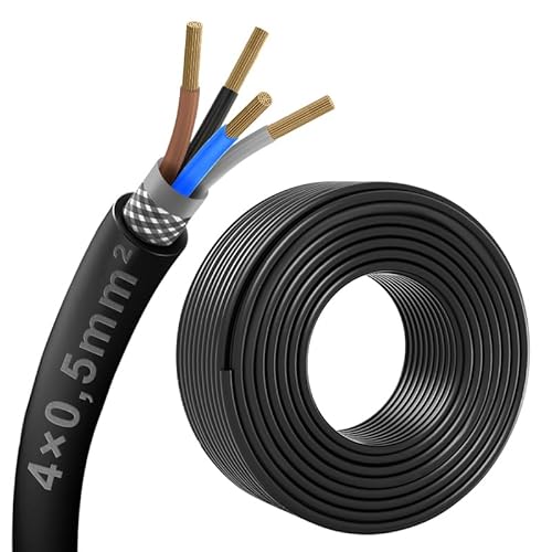20 Meter 4-adriges 4 x 0,5 mm² geschirmtes Kabel, CE-zertifiziertes EMI/RFI-Abschirmkabel für Automobile, Lautsprecher, 3D-Drucker, CNC-VFD-Spindel, Schrittmotor, Signalübertragung usw von Zhong Hua Jiang