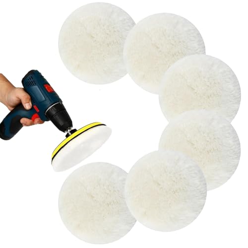 6 Stück Lammwolle Polierscheiben, Kompatibel Mit Bosch Exzenterschleifer,Polierpads 125mm,Lammwolle Polierscheiben Polierpads Polierhauben Für Exzenterschleifer Mit Klett Für Auto, Korkböden Usw von ZhongShuang