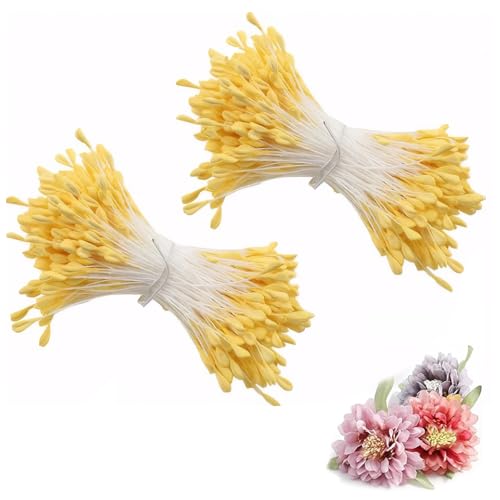 680 Stück Zweierbündel Gelbe Doppelköpfe Zubehör Für Rohrleitungsreiniger,Pfeifenreiniger Zum Basteln,Diy Bouquet Basteln Prozessprojekt Blumenzubehör von ZhongShuang