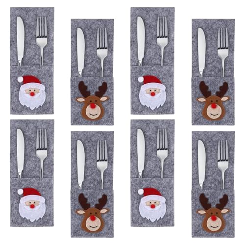8 Stück Besteckhalter Weihnachten,Bestecktasche Weihnachten Taschen Weihnachtsmann Rentier Muster Filz Weihnachtliche Besteckbeutel,Tischdeko Weihnachtsdeko Für Party Abendessen Gabel Dekor 8 Stück Besteckhalter Weihnachten,Bestecktasche Weihnachten Taschen Weihnachtsmann Rentier Muster Filz Weihnachtliche Besteckbeutel,Tischdeko Weihnachtsdeko Für Party Abendessen Gabel Dekor von ZhongShuang