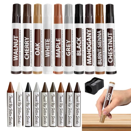 21 Stück Möbelmarker Ausbesserung,Holzmarker,Holzmöbel Reparaturset,Holz Kratzer Reparatur Marker Für Flecken Kratzer Holzböden,Tische Schreibtische Schreiner Bettpfosten von ZhongShuang