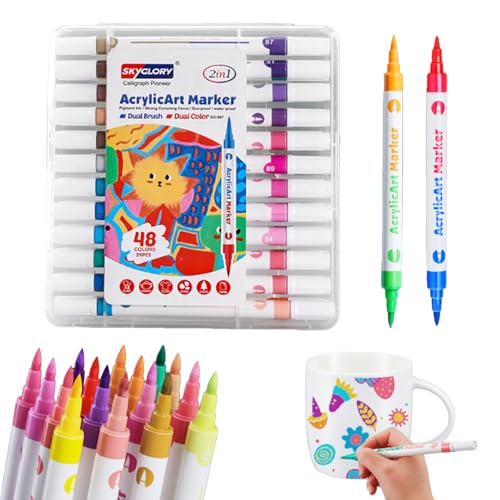 ZhongShuang 24er Set Porzellanmalstifte Mit Doppelspitze In 48 Farben - Porzellanstifte Spülmaschinenfest,Keramik Bemalen Set, Geeignet Für Töpferwaren Keramik Stein Holz Metall ZhongShuang 24er Set Porzellanmalstifte Mit Doppelspitze In 48 Farben - Porzellanstifte Spülmaschinenfest,Keramik Bemalen Set, Geeignet Für Töpferwaren Keramik Stein Holz Metall von ZhongShuang