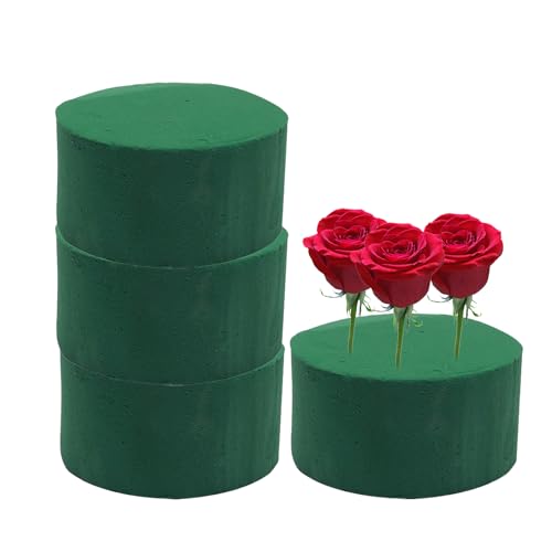 ZhongShuang 4 Stück 8x4 cm Runde Blumensteckschaum, Steckschaum für Blumen Set, Steckmasse für Frischblumen, Grün Steckschwamm Basteln, Dekorationen, Hochzeiten und Blumengeschäfte von ZhongShuang