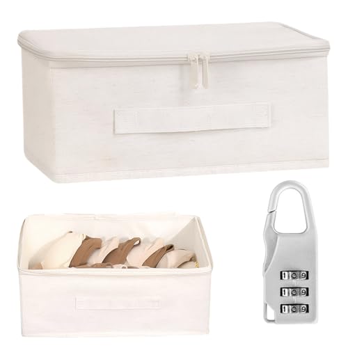 ZhongShuang Verschließbare Box,Organizer Box Abschließbar, Aufbewahrungsbox Stoff, Aufbewahrungsbox Mit Deckel Stoff Abschliessbare Box Für Kleidung Toys (30 * 20 * 14cm) von ZhongShuang