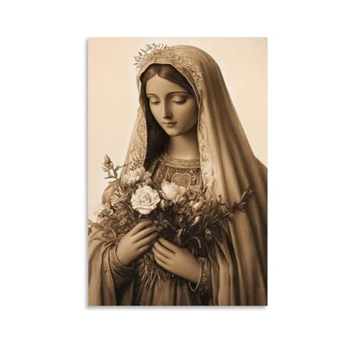 ZhonghuiBo Elegante Jungfrau Maria Leinwand-Wandkunst-Poster, dekoratives Leinwandposter, Wandkunst, Dekor, Wohnen, moderne Familienschlafzimmer-Dekoration, Poster, 20 x 30 cm, ungerahmter Stil von ZhonghuiBo
