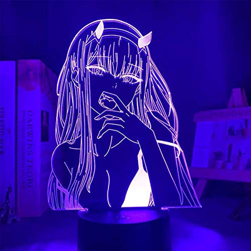 3D Illusion Lampe LED Nachtlicht Anime Darling in The FRANXX 3D Lampe Nachtlicht Kinder Kind Mädchen Schlafzimmer Dekor Licht Manga Geschenk Nachtlicht Lampe Anime Zero Two von Zhongkaihua
