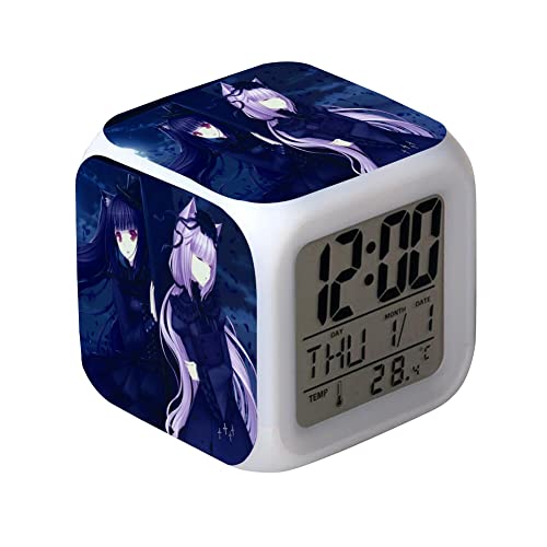 Chocola/Vanille Anime Wecker Wake Up Licht quadratisch Farbwechsel Zeit Kinder Cartoon Nachtlicht LED Uhr 7 Farbwechsel Digital Uhr von Zhongkaihua