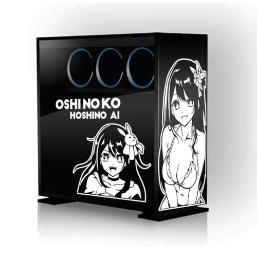 Oshi no Ko Hoshino Ai Anime Aufkleber für PC-Gehäuse Glas, Hoshino Ai Decor Computergehäuse-Aufkleber, wasserdicht, leicht entfernbar, schwarz und weiß von Zhongkaihua