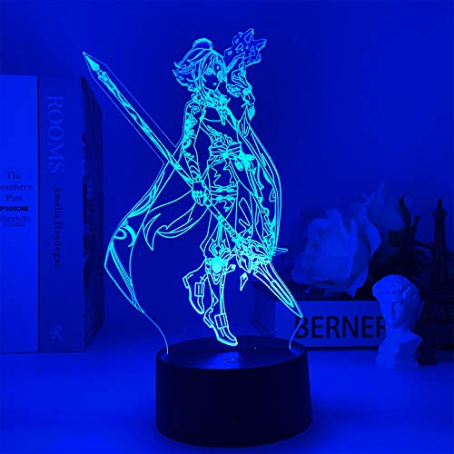 Zhongkaihua 3D-Anime-Lampe Xiao Acryl f?r Kinderzimmer, Dekoration, Tischlampe, Schlafzimmer, LED, warmes Nachtlicht f?r Geburtstag, 7 Farbwechsel, Dekorlampe mit Fernbedienung von Zhongkaihua