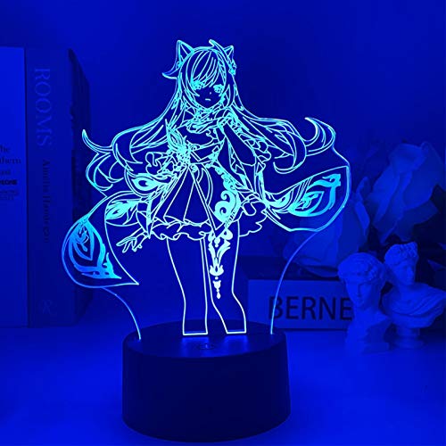 Zhongkaihua 3D Optische Täuschung Nachtlicht Anime Spielfigur Led 7 Farbwechsel USB Batteriebetriebene USB Lampe Keqing Touch Schalter Schreibtisch Nachtlicht Raumdekor von Zhongkaihua