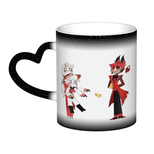 Zhongkaihua Alastor/Angel Dust/Lucifer Hazbin Hotel-Tasse, Wärmebecher, die die Farbe ändern, Cartoon-gemustert, herzförmiger Griff, hitzeempfindliche Kaffeetasse, 330 ml Zhongkaihua Alastor/Angel Dust/Lucifer Hazbin Hotel-Tasse, Wärmebecher, die die Farbe ändern, Cartoon-gemustert, herzförmiger Griff, hitzeempfindliche Kaffeetasse, 330 ml von Zhongkaihua