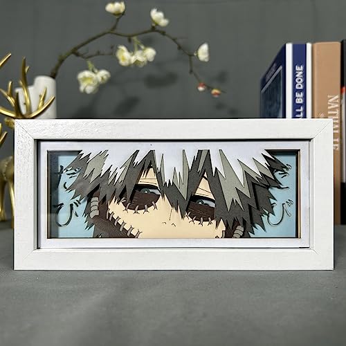 Zhongkaihua Anime 3D Nachtlicht Lampe Kunst Papier Schnitzen Lampe Box, Papercut Tischlampen Licht Rahmen My Hero Academia Figur Papier Schnitt Lampe Schreibtisch Zimmer Dekor von Zhongkaihua